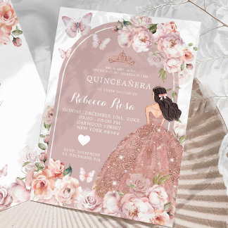 Boho Rose Gold Mexikanische Girl Prinzessin Quince Einladung