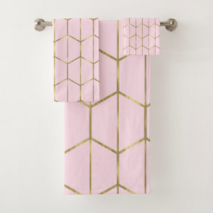 Boho rose Hexagon or & Glam géométrique