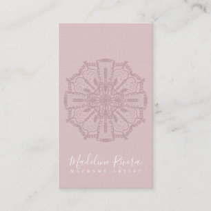 Boho rose pâle Mandala Yoga Macrame Carte de visit