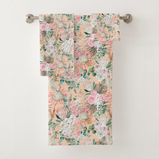 Boho Rose Pêche Blanc Floral Eucalyptus Tendance  (En situation)