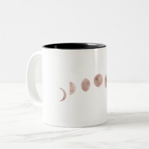 Boho Rose Pink Mondphasen Modern Minimalistisch Zweifarbige Tasse