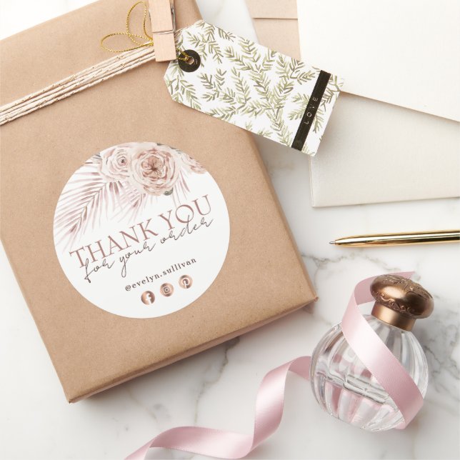 Boho Rose Runder Aufkleber (Schenken)