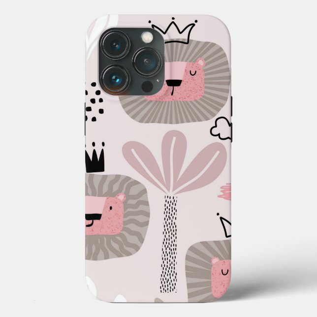 Boho rose tendance Lion moderne Tough Coque (Verso)