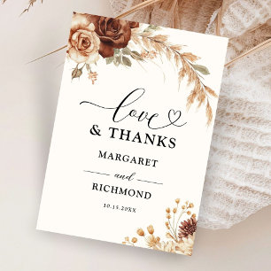 Boho-Rost-Terrakotta-Blumen-Hochzeit-Danke Dankeskarte