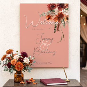 Boho-Rost- und neutrale Herbst-Blumen-Hochzeit in Poster