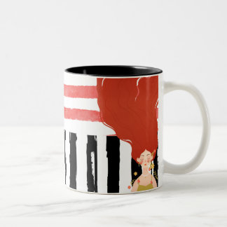 Boho-Rot-Haar-Mädchen-Blumenkunst Modern Zweifarbige Tasse