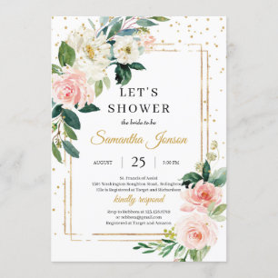 Boho rot Rosa Blütenblume und goldenes geometrisch Einladung