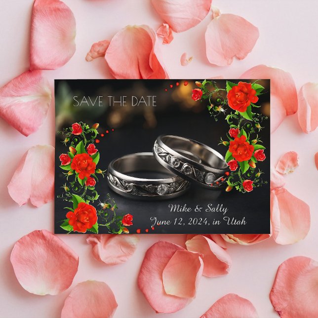Boho Rote Dekorative Blumen Hochzeit Save The Date (boheme wedding, wedding plan, colours wedding, wildflower wedding, boho wedding, save the date rose)