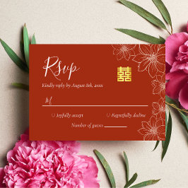Boho rote moderne Blumenhochzeit in China RSVP Karte