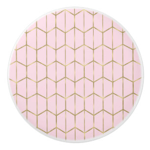 Boho Röte Rosa Sechseck Gold & Geometrischer Glamo Keramikknauf