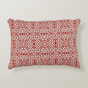 Boho-Rotes Blumen-Damaskus-Nahtloses Musterdesign Dekokissen