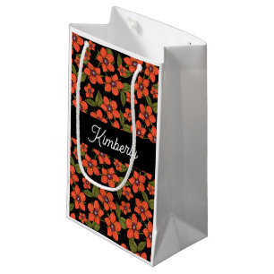 Boho rotes Blumenmuster Geschenktasche Kleine Geschenktüte