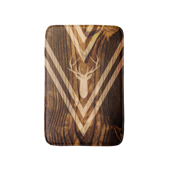 Boho Rotwild auf rustikalem Holz Badematte (Vorderseite Vertikal)
