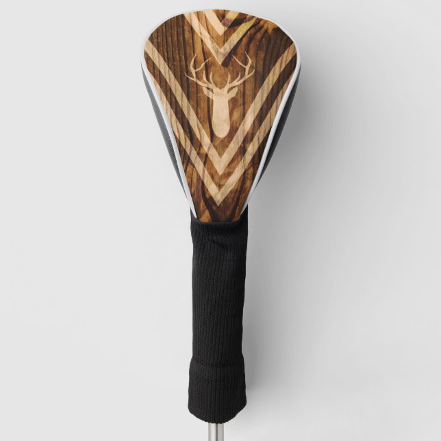 Boho Rotwild auf rustikalem Holz Golf Headcover (Vorderseite)