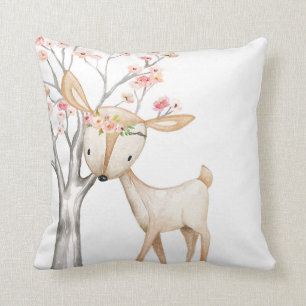 Boho Rotwild-Waldblumenbaby-Kinderzimmer-Kissen Kissen