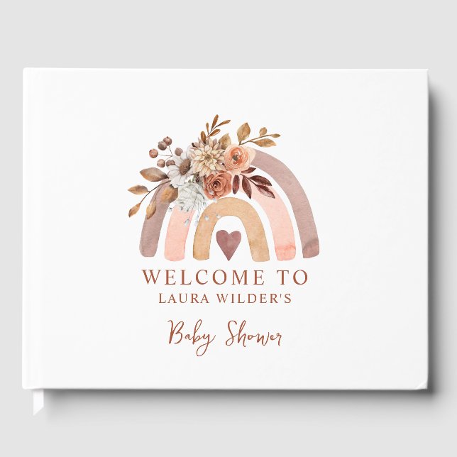 Boho rouille Terracotta Baby shower Livre d'or (Recto)