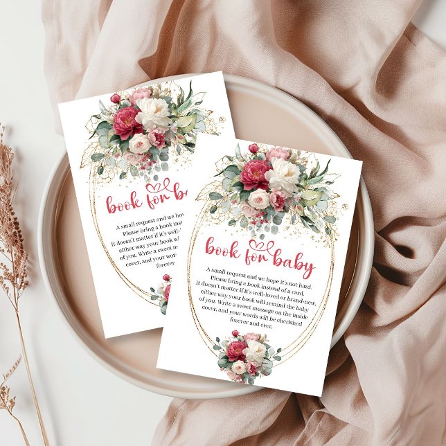 Boho Ruby Red Burgundy Greenery Book Request Card Begleitkarte (Boho Ruby Red Burgundy Greenery Book Request Card)