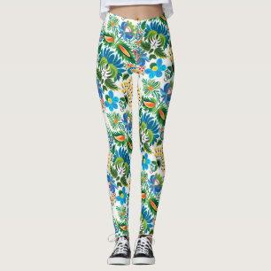Boho russische Volkskunst-Blumenmuster Leggings