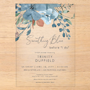 Boho Rust Blue Floral Etwas Blue Brautparty Acryleinladungen