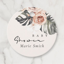 BOHO RUST BLUSH MONSTERA FLORAL BABY SHOWER GESCHENKANHÄNGER