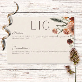 Boho Rust & Creme Fall Blumendetails Begleitkarte
