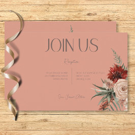 Boho Rust & Creme Fall Pfirsichrost Empfang Begleitkarte