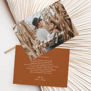 Boho Rust Custom Wedding Photo Merci Cartes