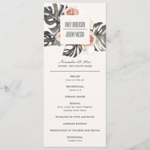 BOHO RUST MONSTERA FLORAL WEDDING CEREMONONY PROGR MENÜKARTE