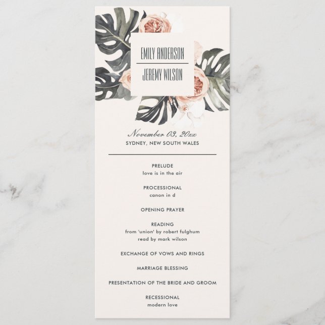 BOHO RUST MONSTERA PROGRAMME DE CÉRÉMONIE MARIAGE  (Devant)