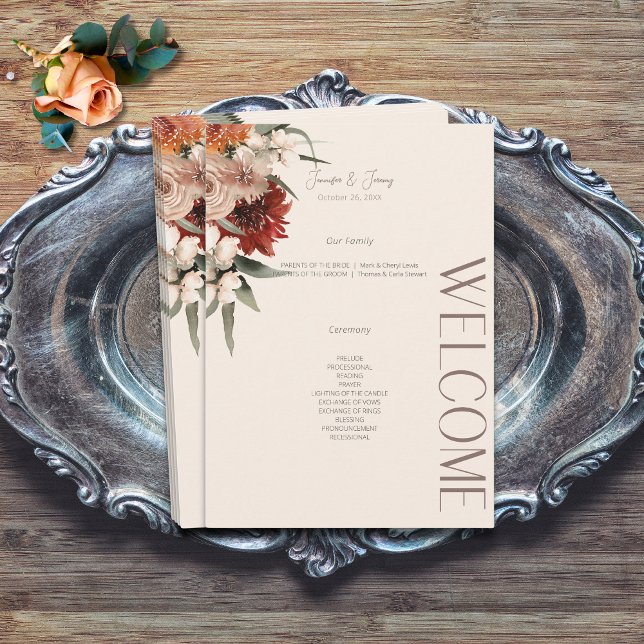 Boho Rust & Neutral Cream Fall Floral Programm (Boho Rust & Neutral Cream Fall Floral Program)