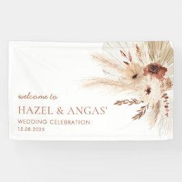 Boho Rust Pampa Wedding Backdrop Banner HAZEL