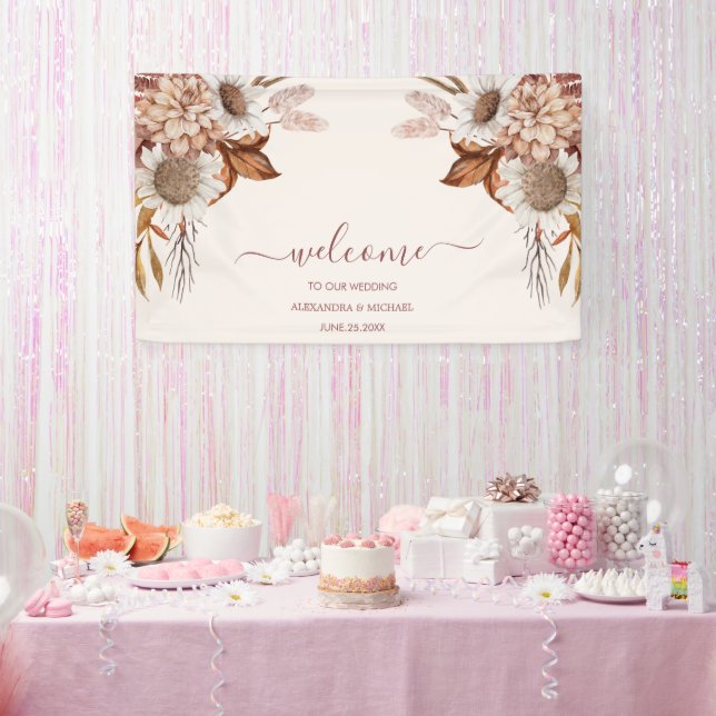 Boho Rust Terracotta Dried Fan Blume Hochzeit Banner (Party)