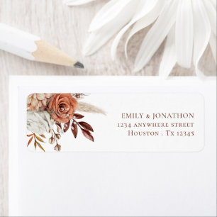 Boho Rust Terracotta Florals Name Rücksendeadresse