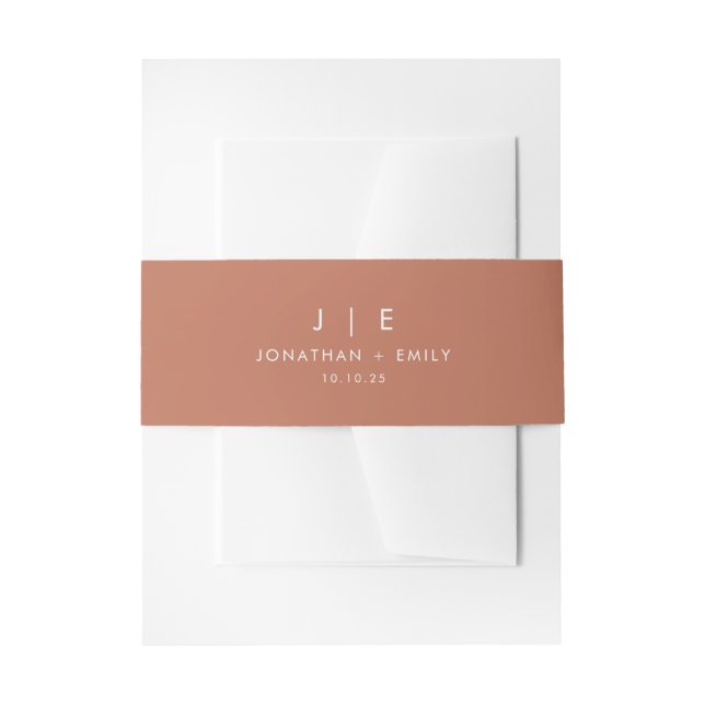Boho Rust Terracotta Monogram Wedding Einladungsbanderole (Vorderseite Beispiel)
