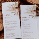Boho Rust Terracotta Pampas Wedding Menu & Drinks Menükarte<br><div class="desc">Ein niedliches Boho Wedding Menu mit Drinks auf der Rückseite. Das perfekte Pampasgras und die getrocknete Blume für Ihre Hochzeit in neutralen Erdtönen (Terrakotta und Rost). Zu den passenden Artikeln gehören die Einladung zur Hochzeit,  Save the Date,  Dankeschön Karten,  das Hintergrundbanner für Hochzeiten,  Liebesmarken und vieles mehr.</div>