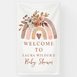 Boho Rust Terracotta Watercolor Rainbow Banner