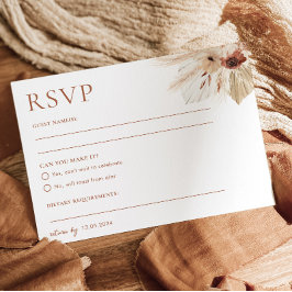 Boho Rust Terracotta Wedding RSVP Postcard