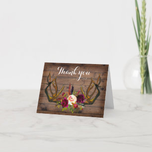 Boho Rustic Antlers Blumendanken Dankeskarte