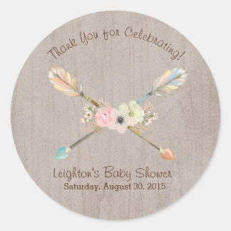 Boho Rustic Baby oder Brautparty Gefälligkeitstick Runder Aufkleber