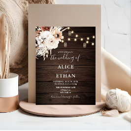 Boho Rustic Beige Blume Pampa Grass Einladungspostkarte