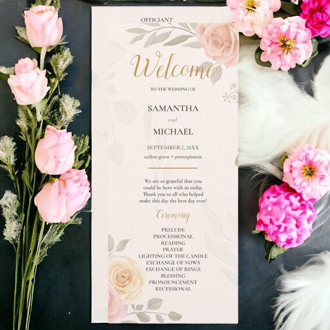 Boho Rustic Blooming Garden Program Wedding Programm (Von Creator hochgeladen)