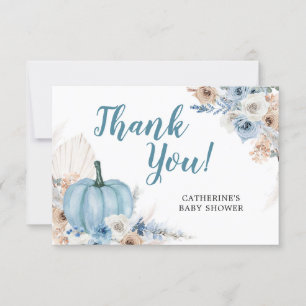 Boho Rustic Blue Pumpkin Fall Danke Karte
