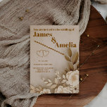 Boho Rustic | Elegant Wedding Einladung<br><div class="desc">An elegant and refined wedding invitation suite,  perfect for a modern fall or winter wedding. This design features delicate,  neutral-toned florals and rich,  rustic leaves,  complemented by a luxurious marble background</div>