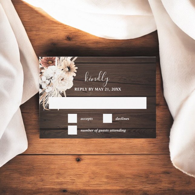 Boho Rustic Fall Blume Hochzeit RSVP Card Karte (Von Creator hochgeladen)