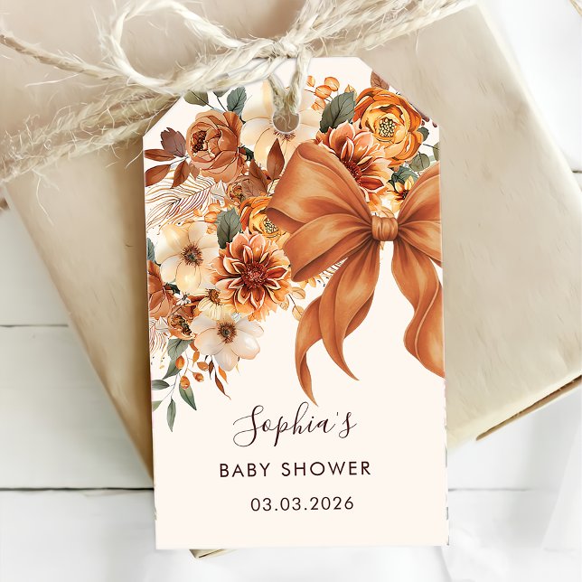 Boho Rustic Fall Floral Baby Shower Party Geschenkanhänger (Von Creator hochgeladen)