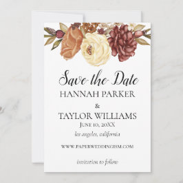 Boho Rustic Fall Watercolor Floral Save The Date