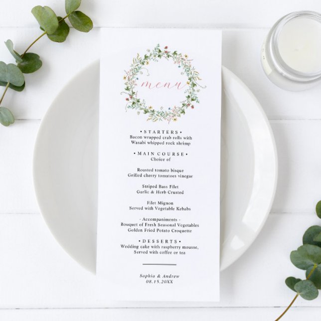 Boho Rustic Fleur sauvage menu Mariage (Créateur téléchargé)