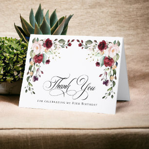 Boho Rustic Floral 85e anniversaire Merci