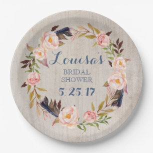Boho Rustic Floral Custom Paper Teller
