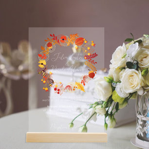 Boho Rustic Floral Herbst Fall Hochzeit Acryleinladungen